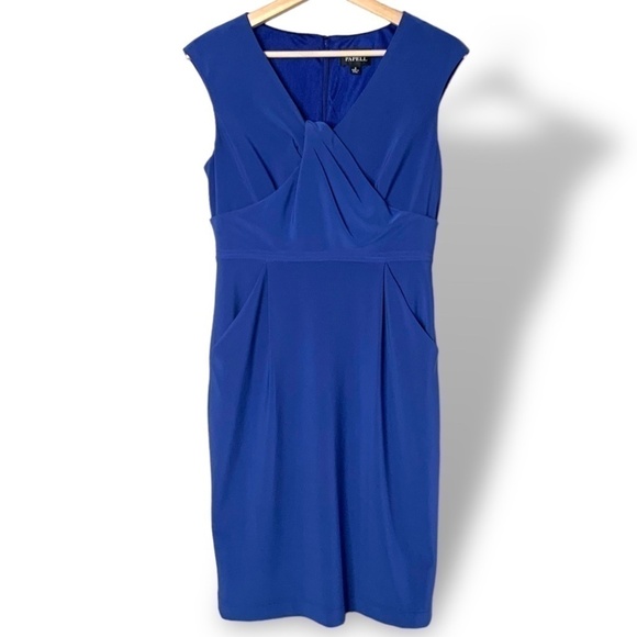 ADRIANNA PAPELL Cobalt Blue Stretch & Draped Special Occasion Dress Size 6 - Picture 3 of 11